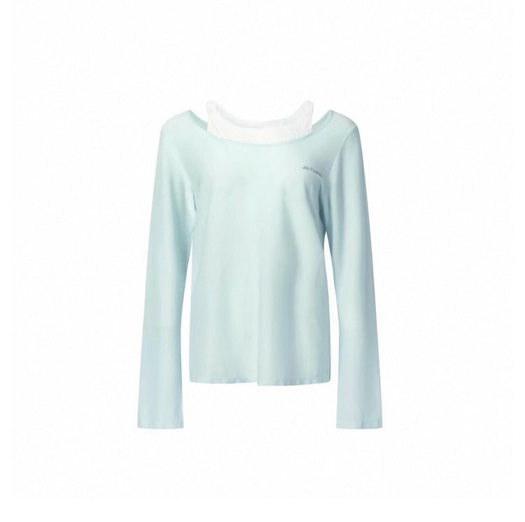 Lace-panel Tencel Blouse