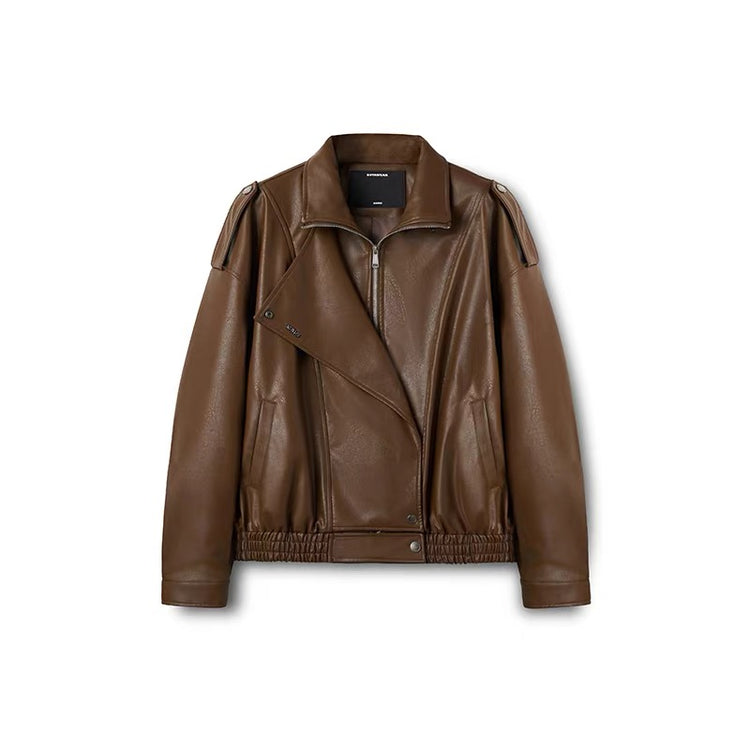 Ross - Oversized Wide Lapels Leather Jacket
