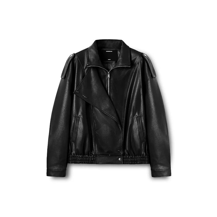 Ross - Oversized Wide Lapels Leather Jacket