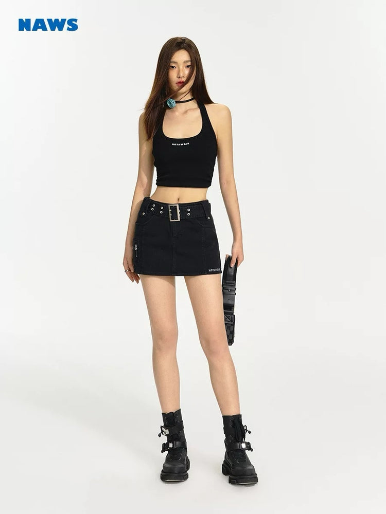 Black Cat - Stretch Denim Skirt