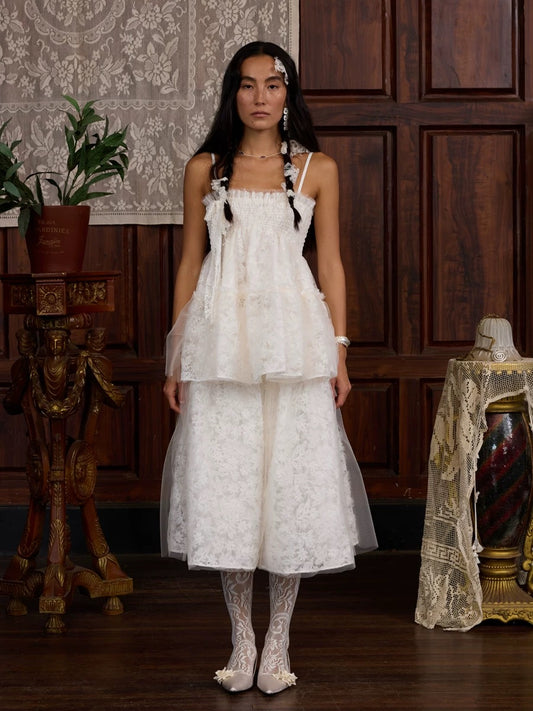 Floral Lace Waist-cinching Skirt