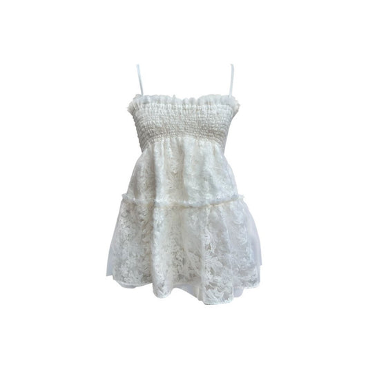 Vacation-style Floral Lace A-line Top