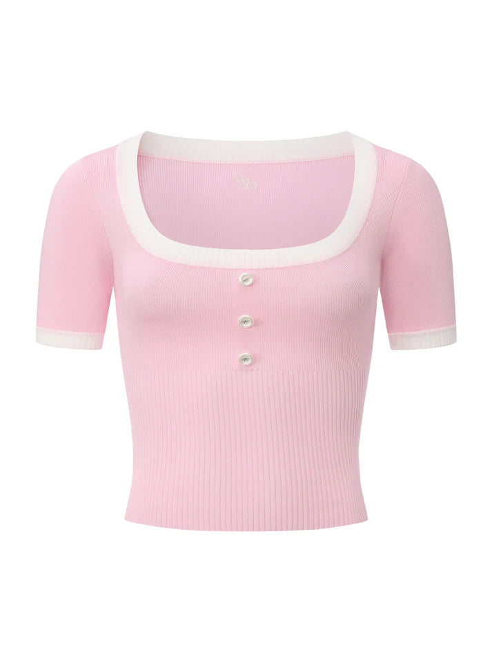 Millie Contrast-Trim Knit Top