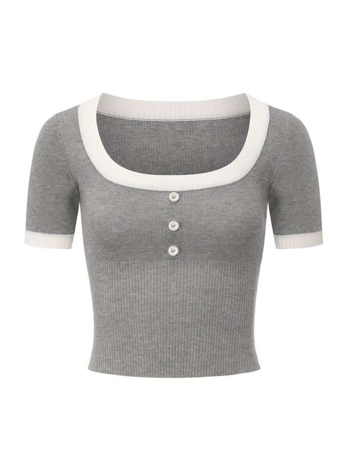 Millie Contrast-Trim Knit Top