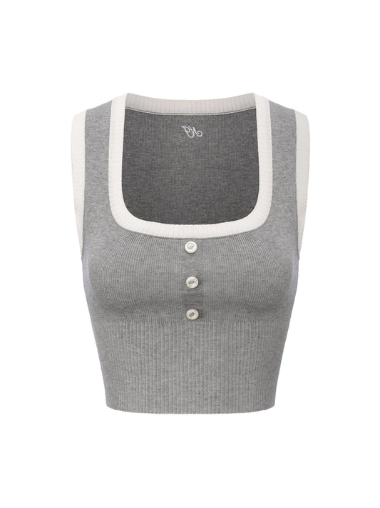 Millie Contrast-Trim Knit Vest