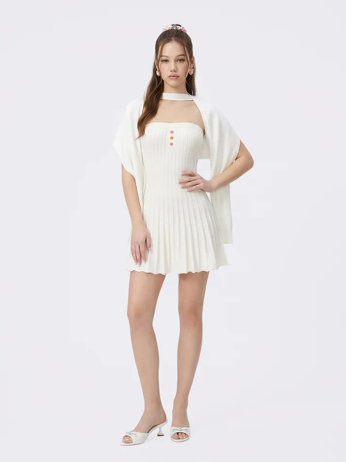 Ava Reverse Halter Knit Flared Dress