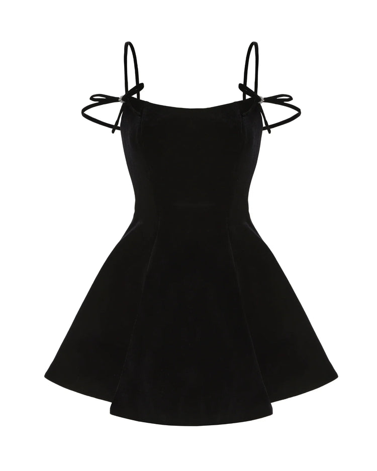 Chantal Bow Velvet Mini Dress