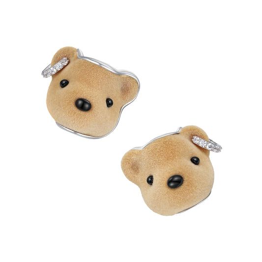 Paradise / Flocked Bear Head Earring