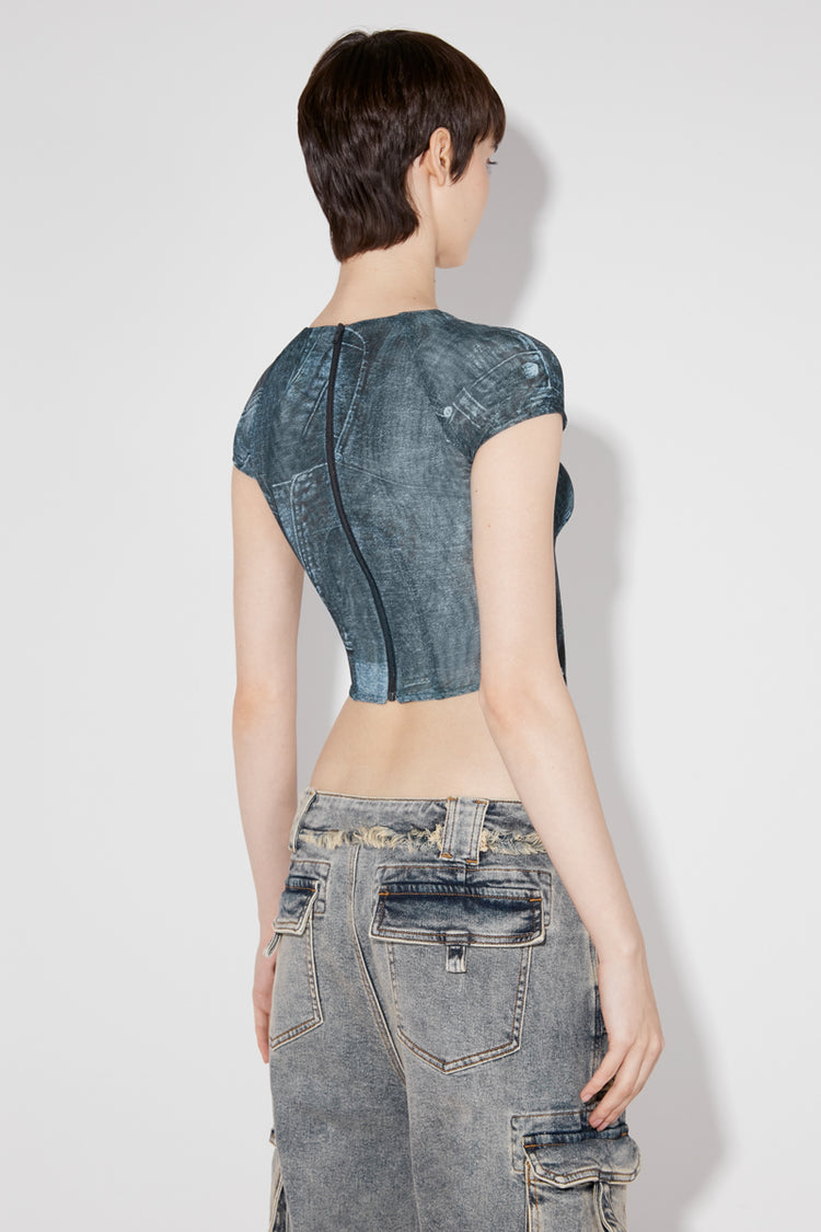 MISBHV X Esther Yu Denim Or Not Mesh Corset