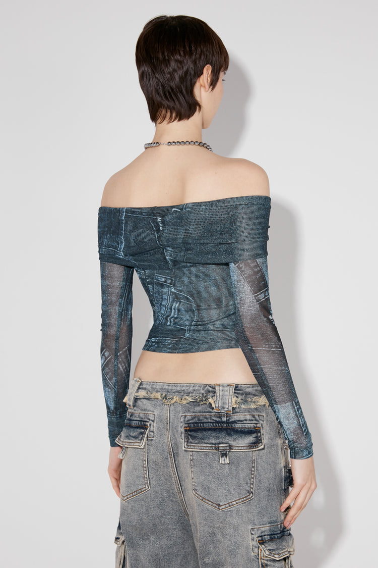 MISBHV X Esther Yu Denim Or Not Mesh Off-Shoulder
