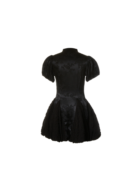 Black Silk Rosebud Dress