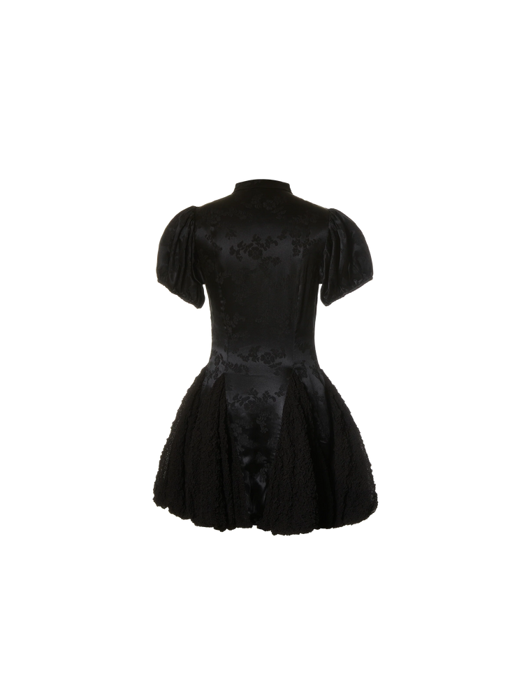 Black Silk Rosebud Dress