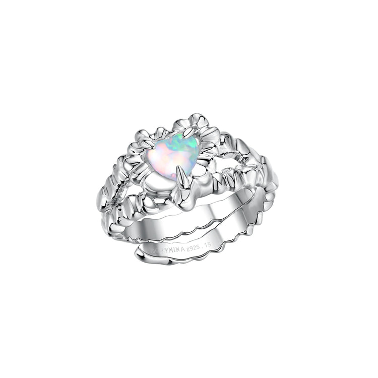 Tasty / Opal Tinfoil Heart Ring