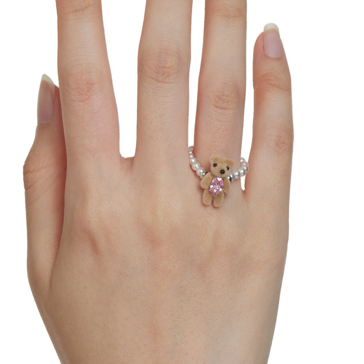 Paradise / Flocked Mini Bear Soft Ring