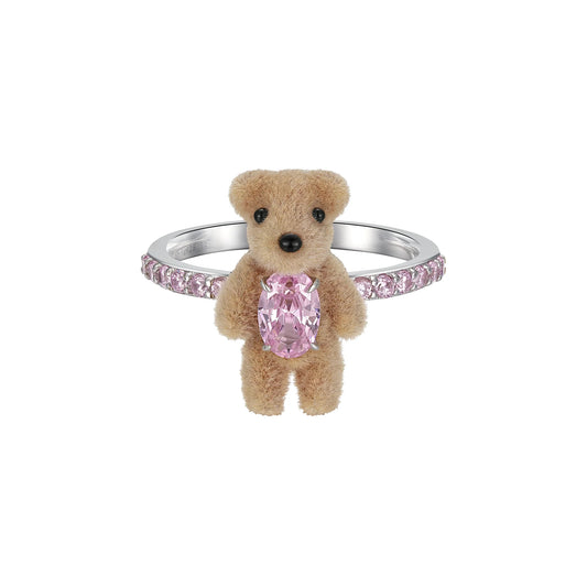 Paradise / Flocked Mini Bear Gemstone Ring