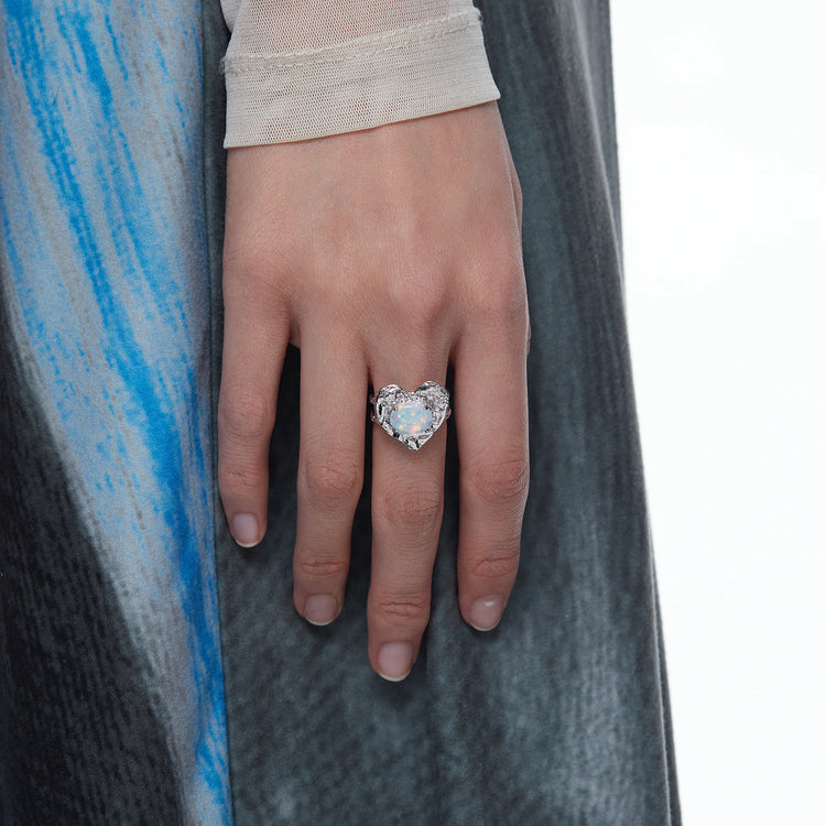 Tasty / Opal Heart Tin Foil Ring