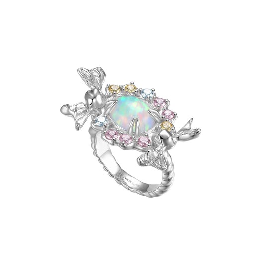 Tasty / Candy Opal Floral Hoop Ring