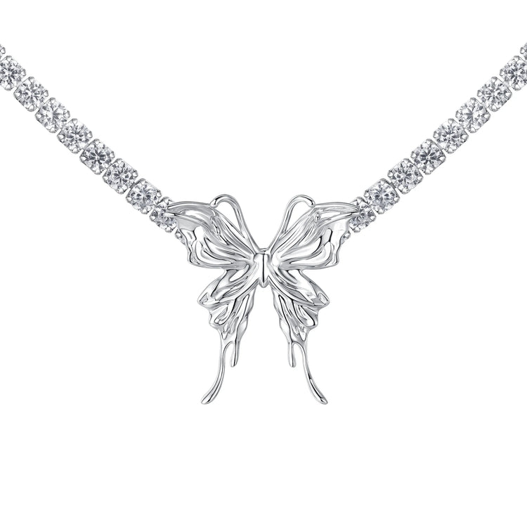 Liquid Butterfly Gemstone Chain Necklace