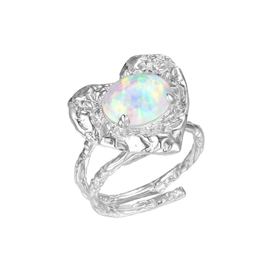 Tasty / Opal Heart Tin Foil Ring