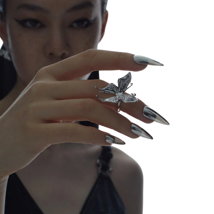 Liquefied Butterfly Knuckle Ring