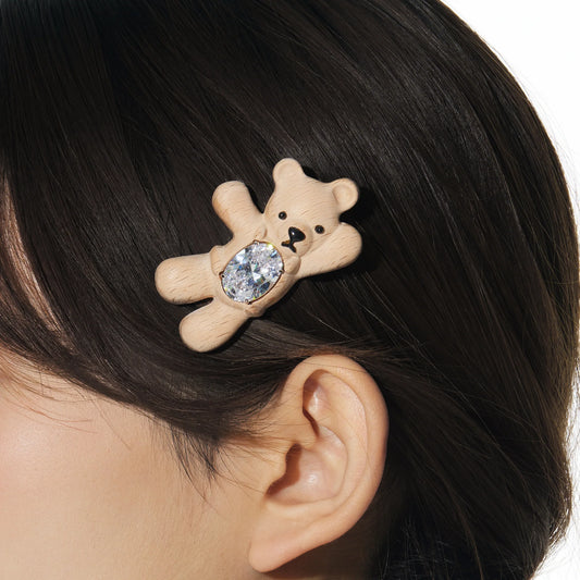 Paradise / Greeting Bear Wooden Hair Clip