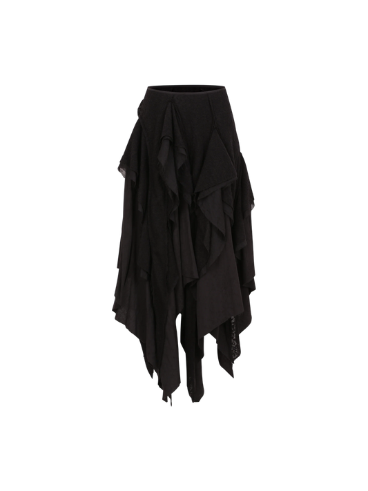 Black Woolen Mid-length Skirt