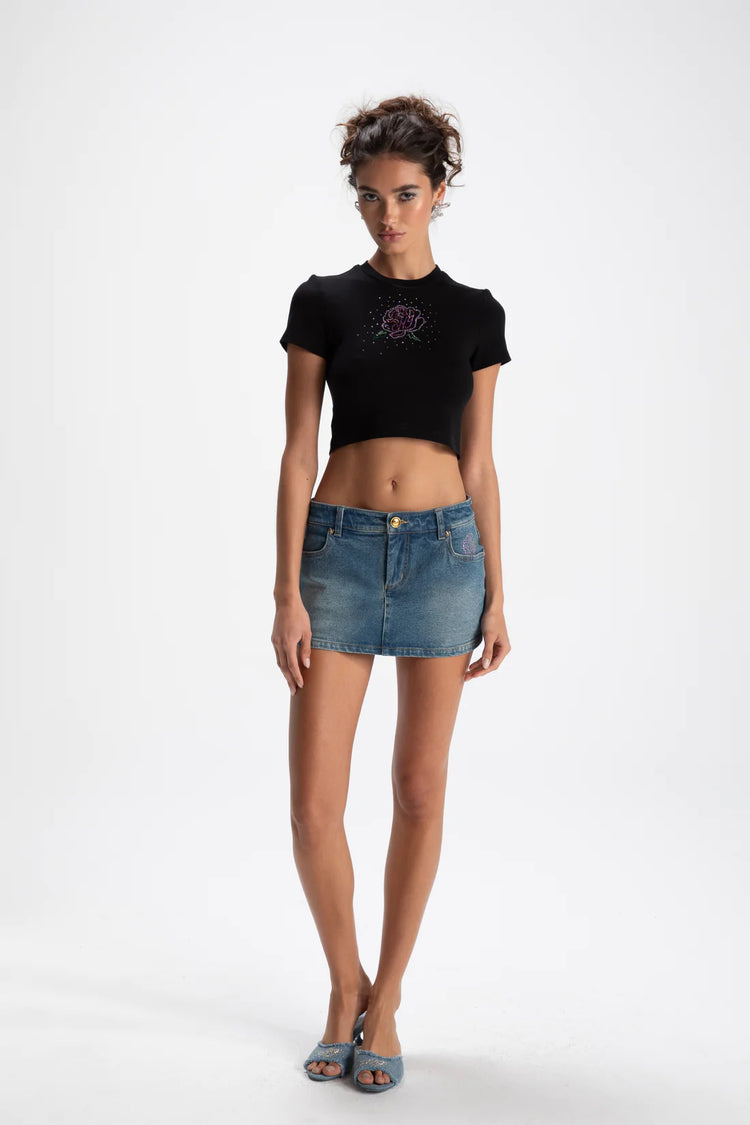 Chloe Rose Denim Mini Skirt