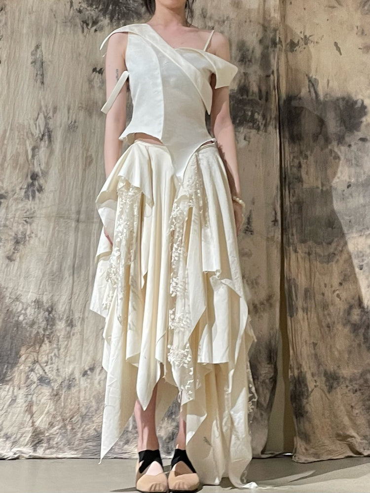 Beige Mid-length Skirt