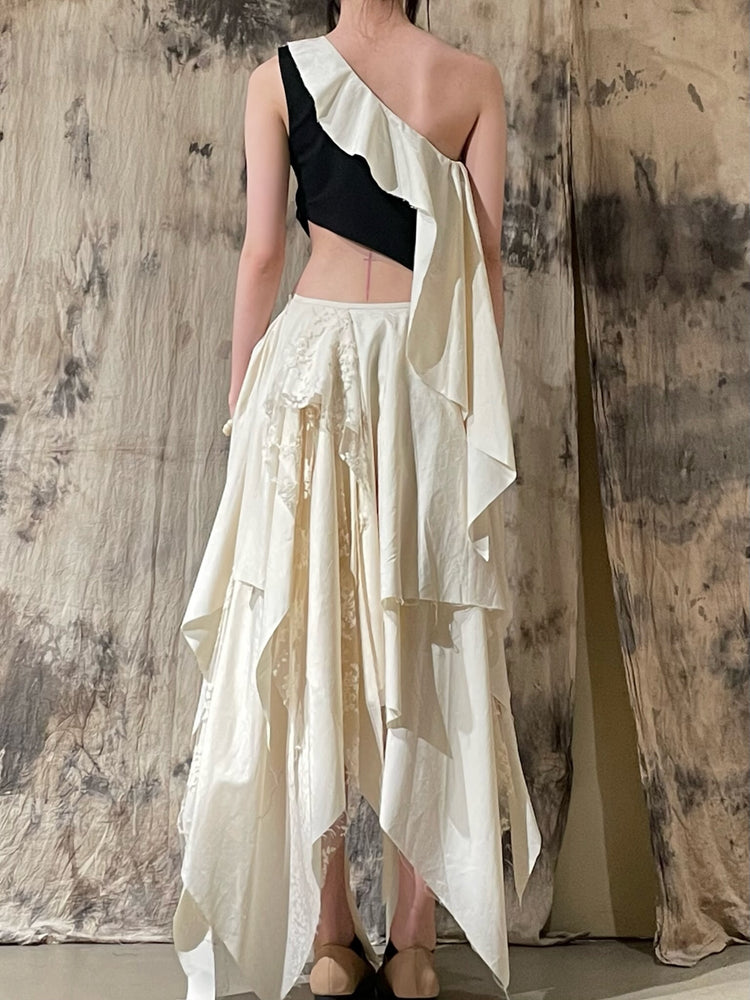 Beige Mid-length Skirt