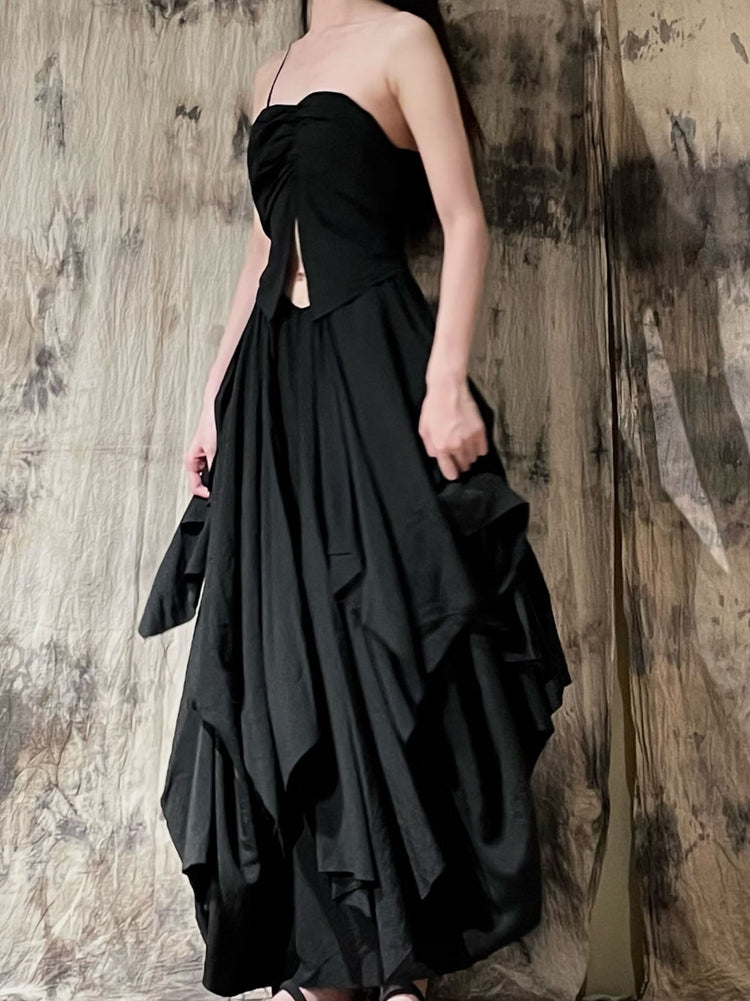 Black Loose Seam Dress