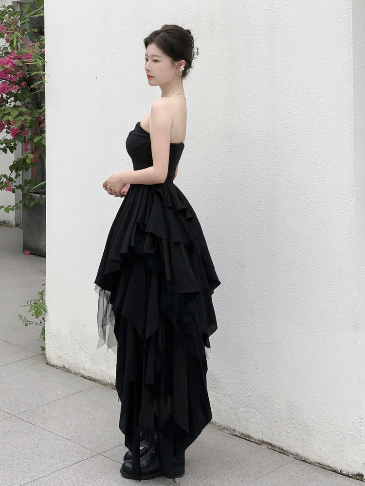 JI X ELYWOOD COLLABORATION BLACK STRAPLESS DRESS