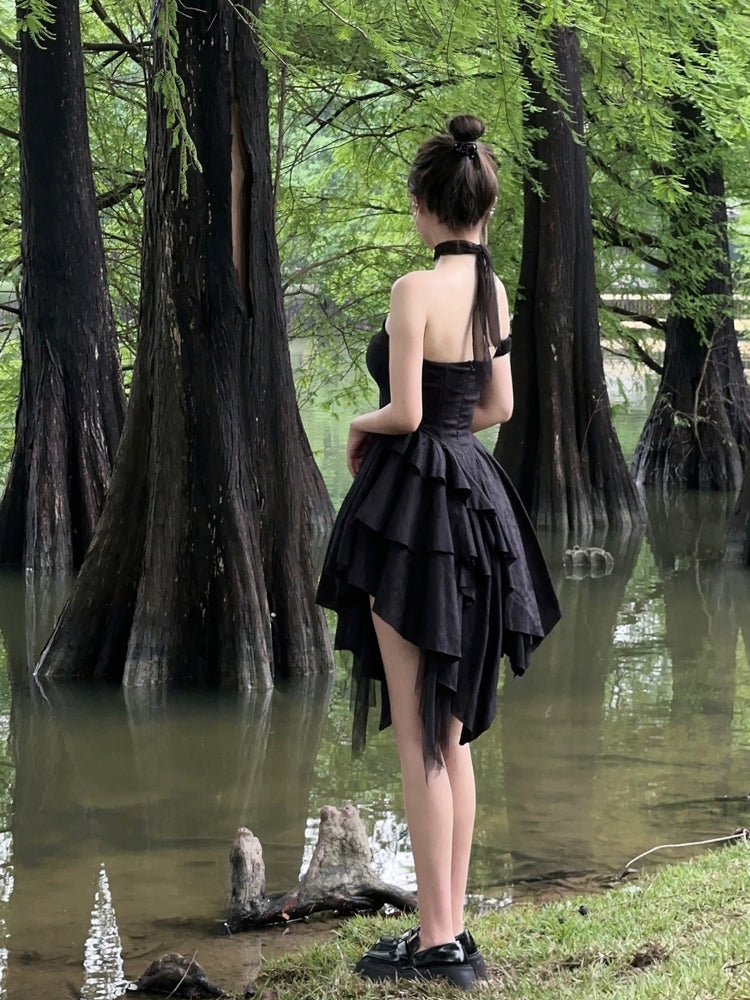 JI X ELYWOOD COLLABORATION BLACK STRAPLESS DRESS