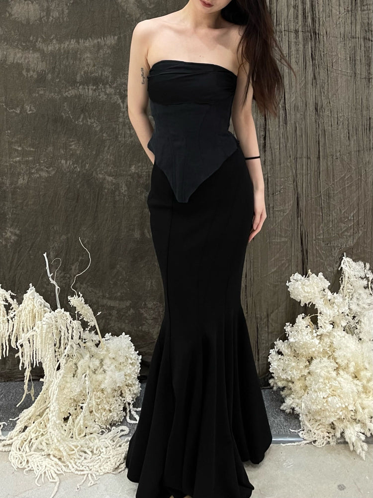 Black Mid-length Mermaid Skirt