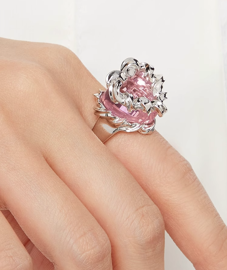 ElectricGirl / Crystal heart cake Ring