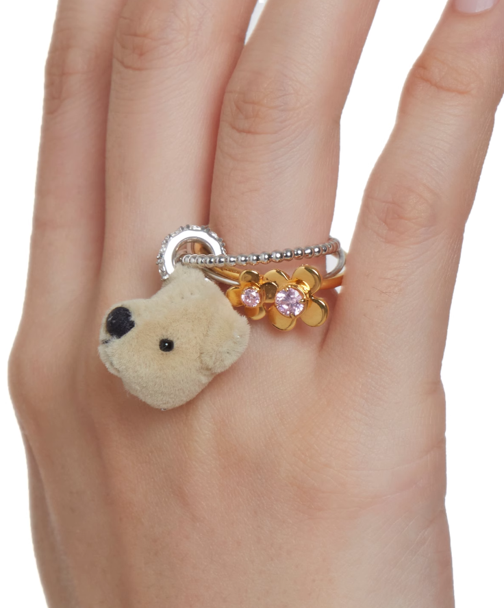 Bear Head Flower Ring