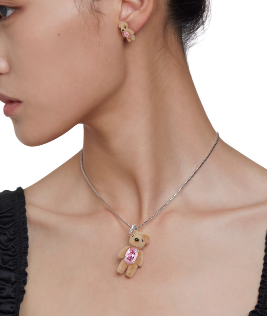 Paradise / Flocked Bear Gemstone Necklace