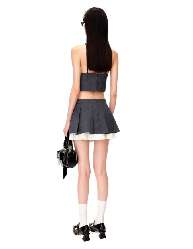 Wide-pleated Miniskirt