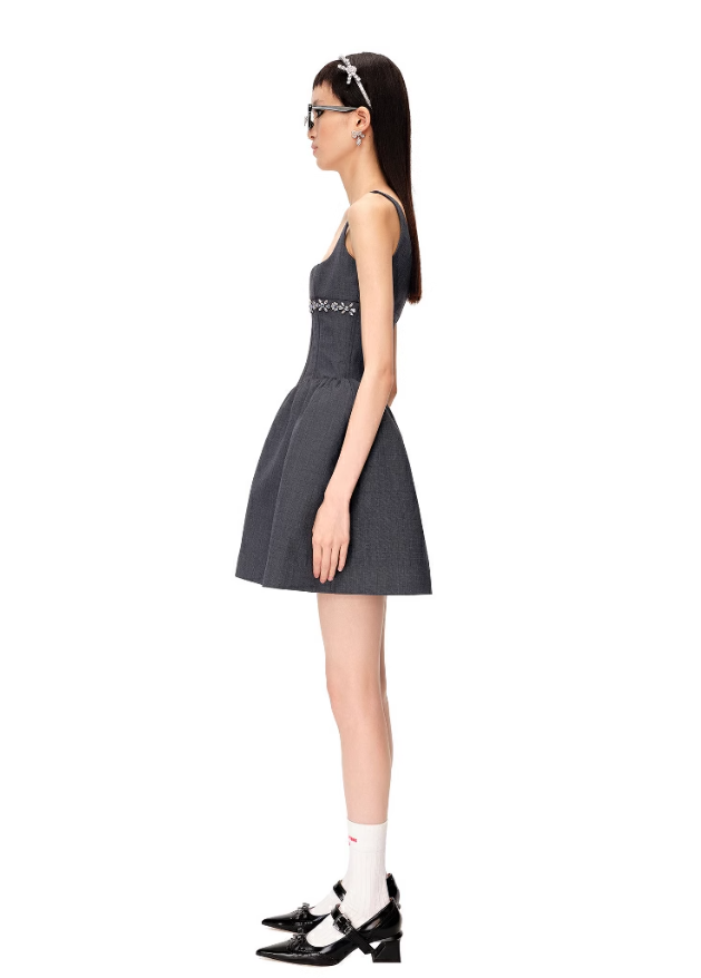 Square Neckline Puffy Minidress