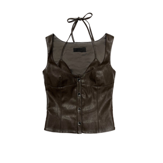 Fake Two-piece Leather Vest