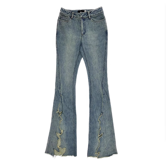 Split-leg Low-rise Flared Jeans