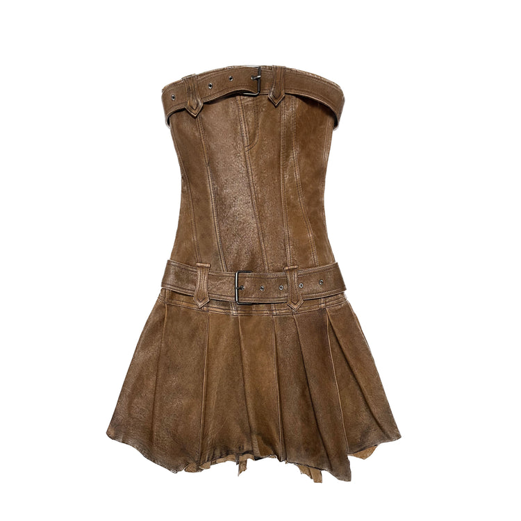 Genuine Leather Tube Top Dress