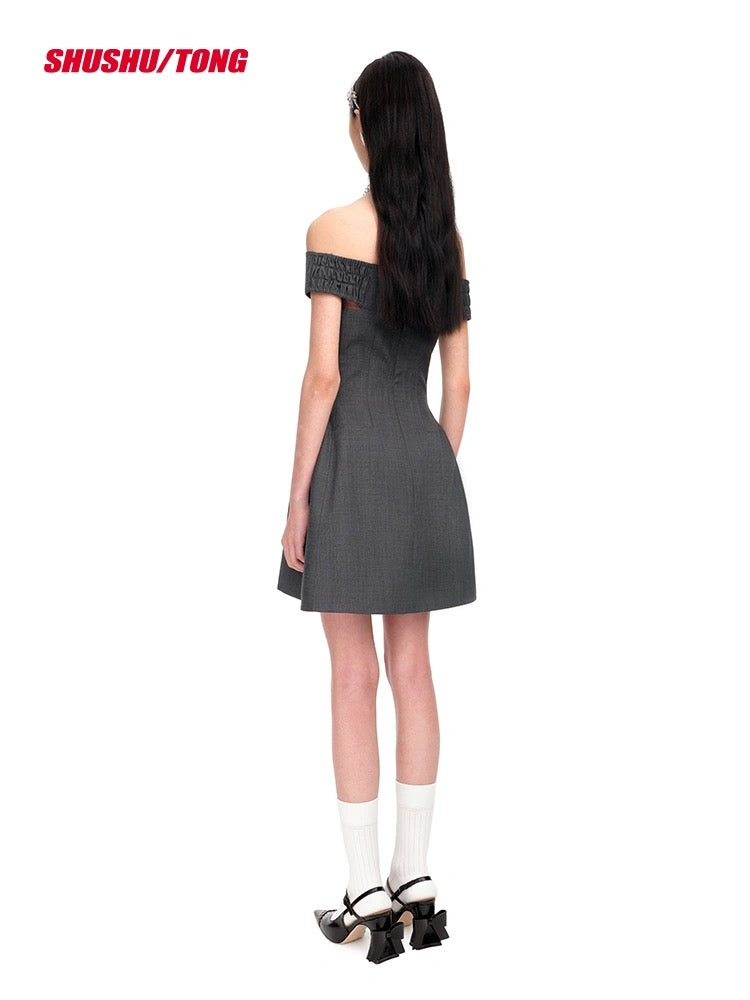 Gray Curved Minidress