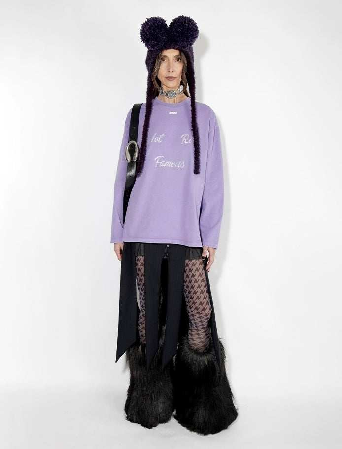 Crystal-adorned Purple Sweatshirt