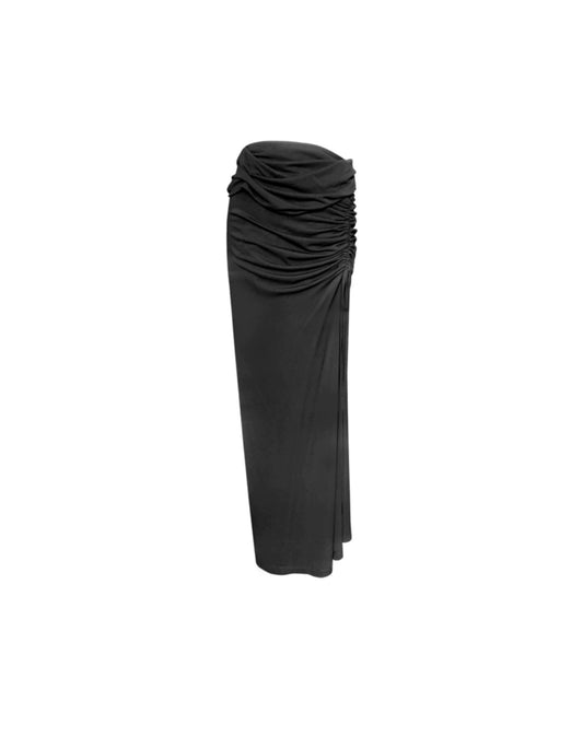 Drawstring Black Half Skirt