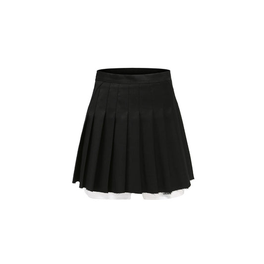 Black and White Patchwork Pleated Mini Skirt