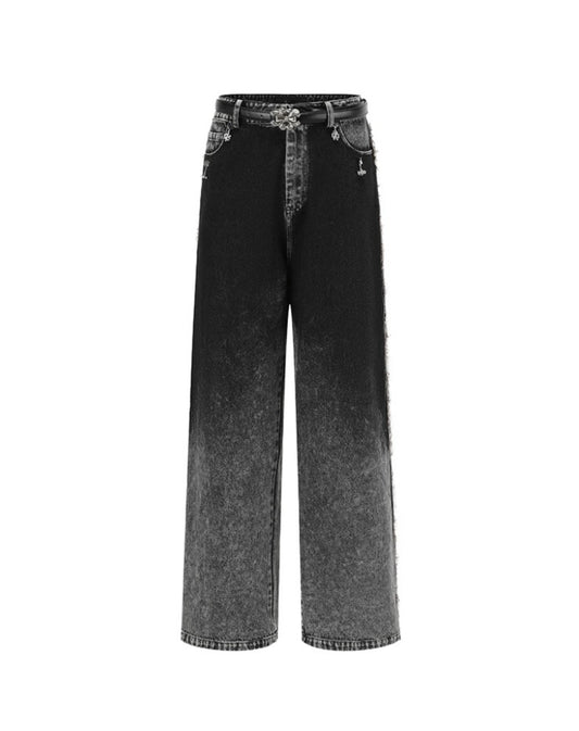 Gray-black Gradient Straight-leg Jeans