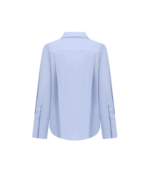 Silver Letter-printed Tie Collegiate-style Blue Shirt