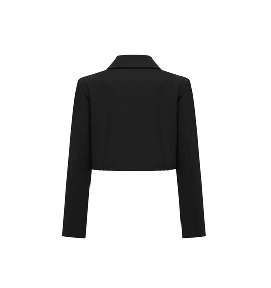 Black Three-dimensional Zipper Pocket Short Suit