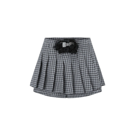 Glittery Bow Adorned Pleated Skirt