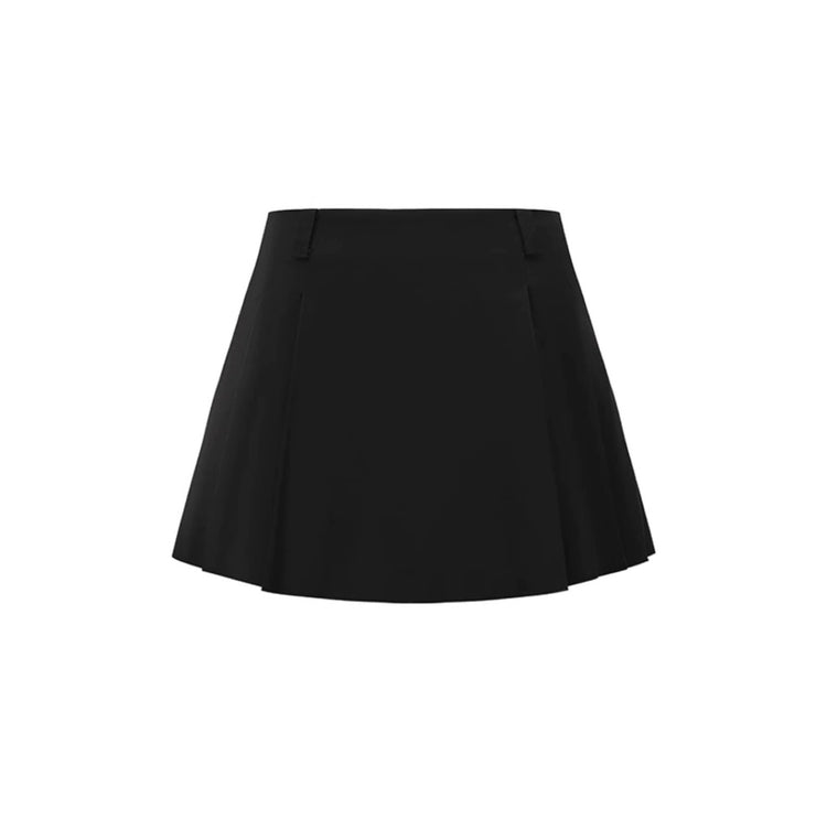 Black Logo Pendant Pleated Skirt